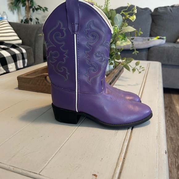 Old West girls rounded toe Purple Cowboy Boots size 3 - Picture 1 of 10